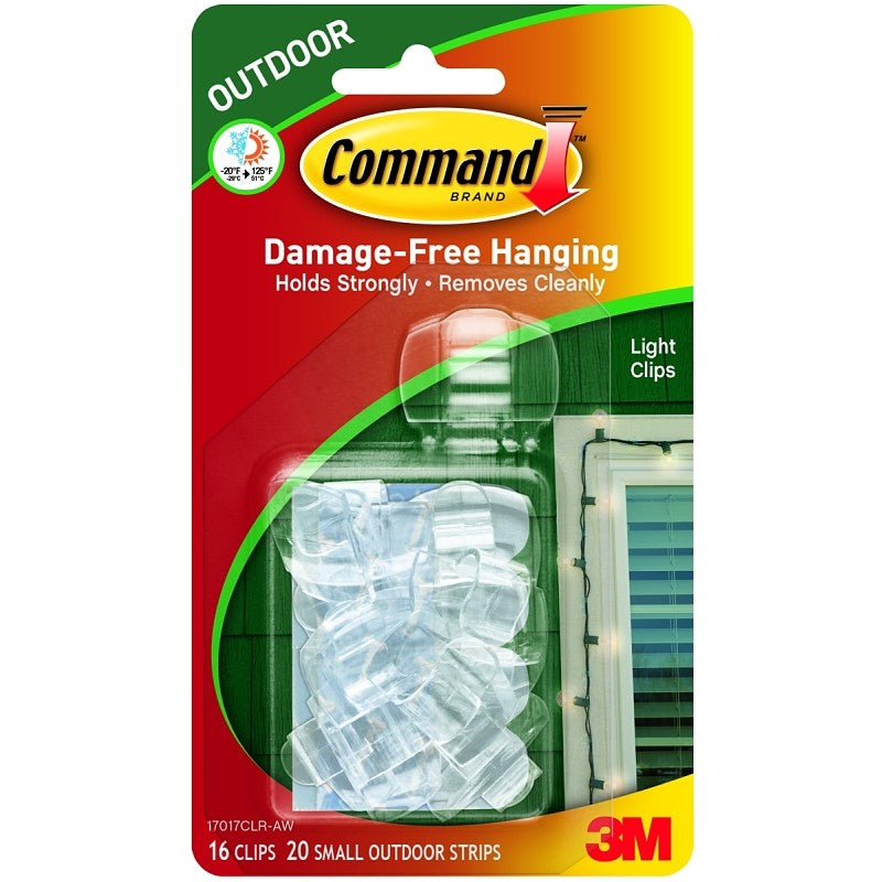 Command 17017CLR-AW Light Clip, Plastic, Clear