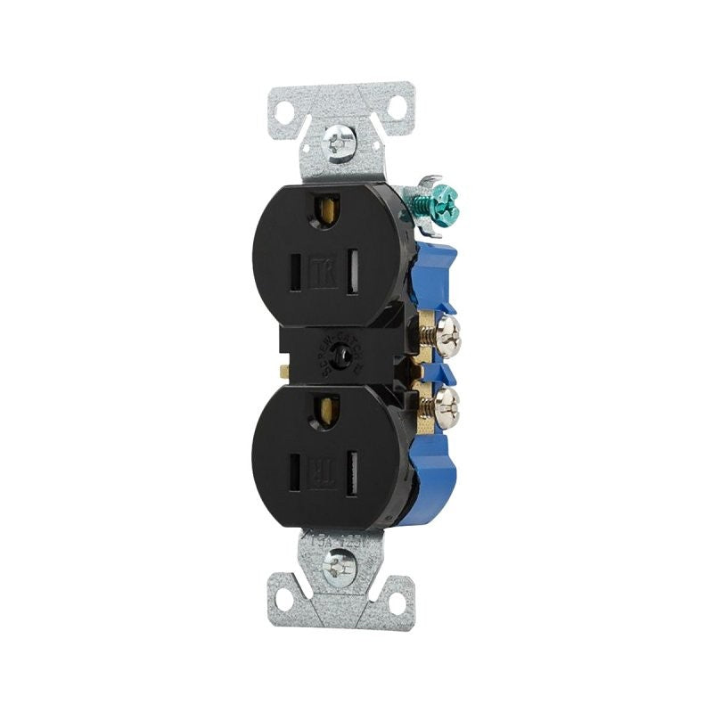 Eaton Wiring Devices TR270BK Standard Residential-Grade Duplex Receptacle, 2-Pole, 15 A, 125 V, NEMA: NEMA 5-15R (Pack of 10)