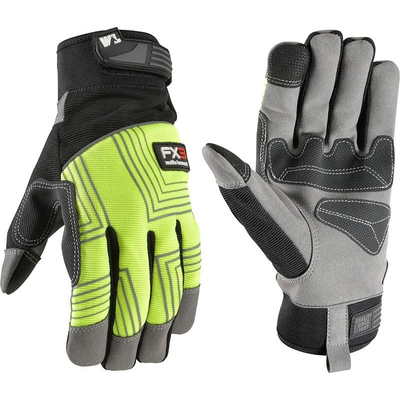 Wells Lamont FX3 Series 7864-L Gloves, Men's, L, PVC/Synthetic Leather, Gold/Yellow