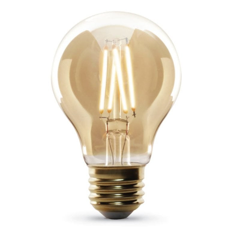 Feit Electric AT19/VG/LED LED Bulb, Decorative, A19 Lamp, 25 W Equivalent, E26 Lamp Base, Dimmable, Amber (Pack of 4)