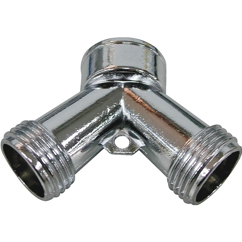 ProSource PMB-064 Y-Connector, 3/4 in x 3/4 in, Metal, Chrome, For: Garden Hose