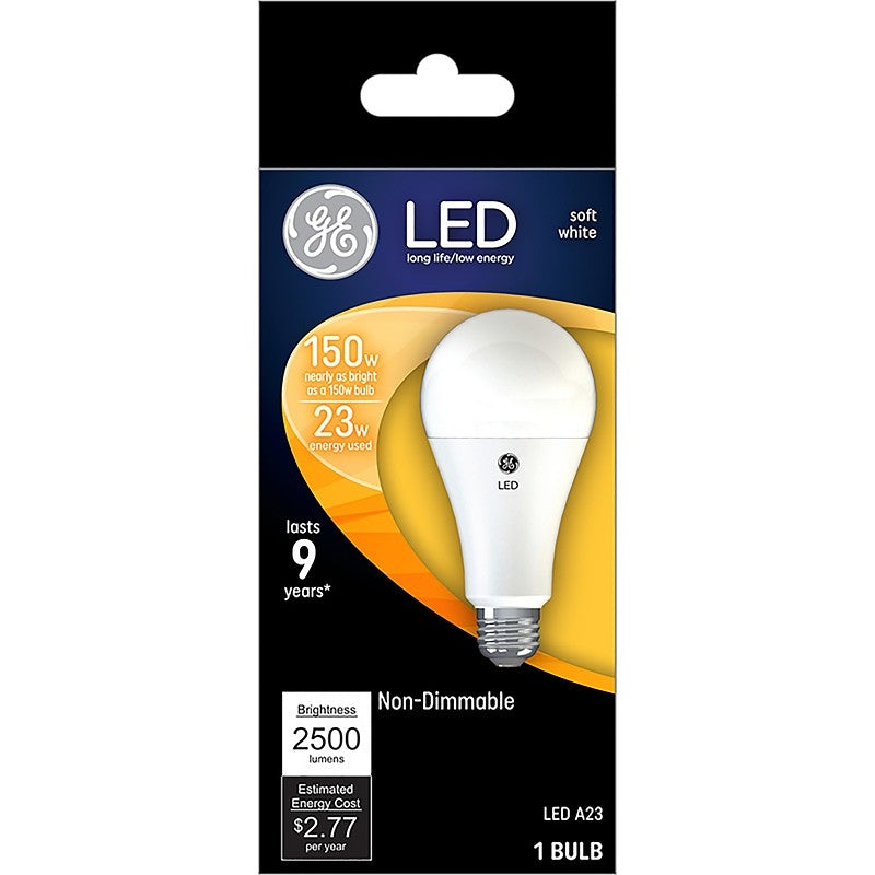 GE 93103492 Replacement Bulb, A23 Lamp, 150 W Equivalent, Medium (E26) Lamp Base, Non-Dimmable, Frosted