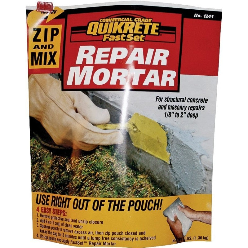 Quikrete 1241-15 Repair Mortar, Brown/Gray, Granular, 3 lb Pouch