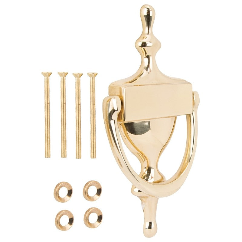 ProSource HR4004PB-PS Door Knocker, Brass, Bright Brass, 6-5/16 in Mounting Hole Center to Center