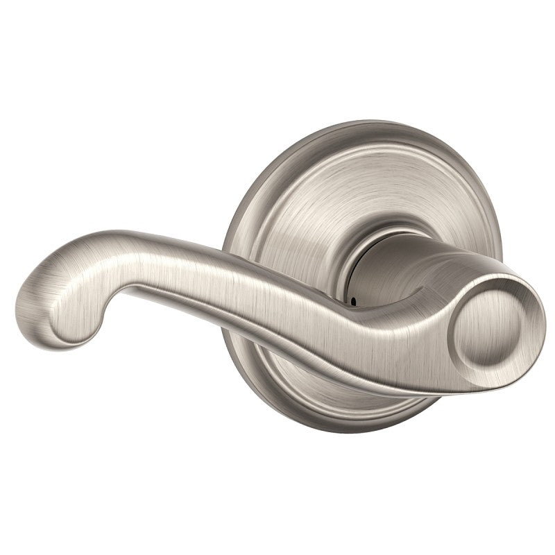Schlage F Series F10VFLA619 Passage Lever, Mechanical Lock, Satin Nickel, Metal, Residential, 2 Grade
