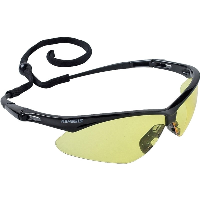 Jackson Safety 25659 Safety Glasses, Hard-Coated Lens, Polycarbonate Lens, Wraparound Frame, Nylon Frame, Black Frame