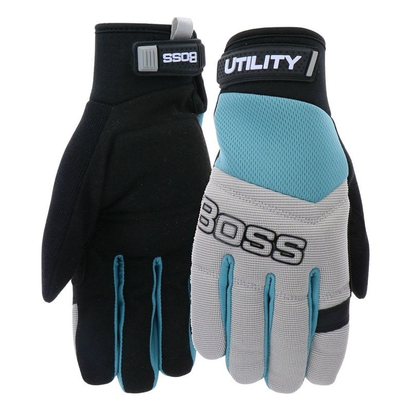Boss Utility B52324-WSM Gloves, Women's, S/M, 7-1/4 to 8 in L, Reinforced Thumb, Hook and Loop Cuff, Multi-Color