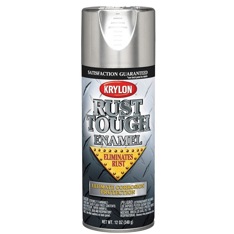Krylon Rust Tough K09213007 Rust Preventative Spray Paint, Metallic, Aluminum, 12 oz, Can