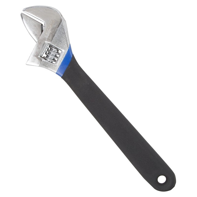 Vulcan JL149123L Adjustable Wrench, 12 in OAL, 1.04 in Jaw, Steel/Vinyl, Chrome, Non-Slip Handle