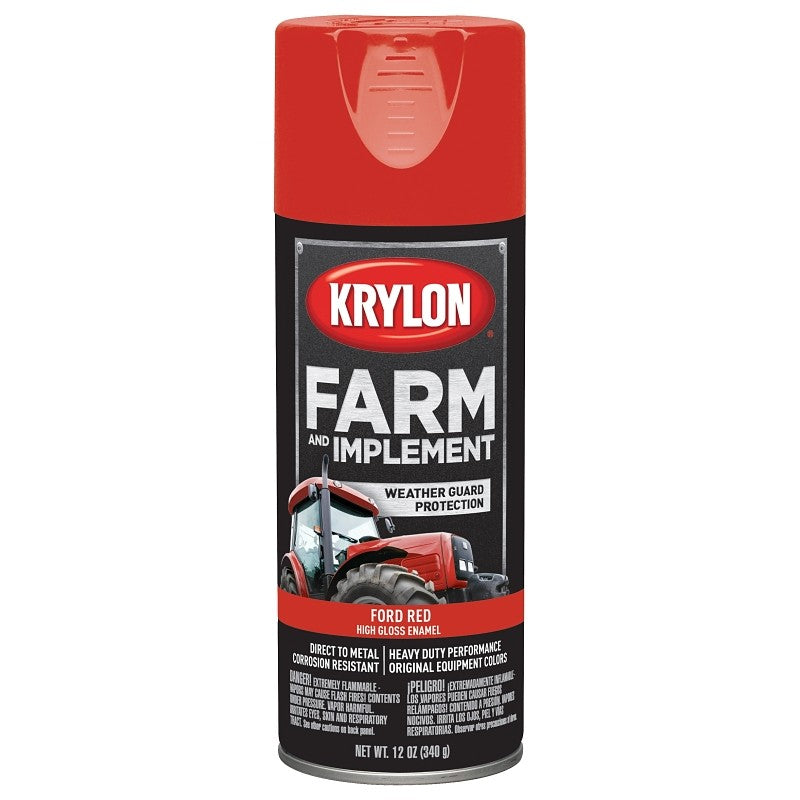 Krylon K01941000 Farm Equipment Spray, High-Gloss, Ford Red, 12 oz (Pack of 6)