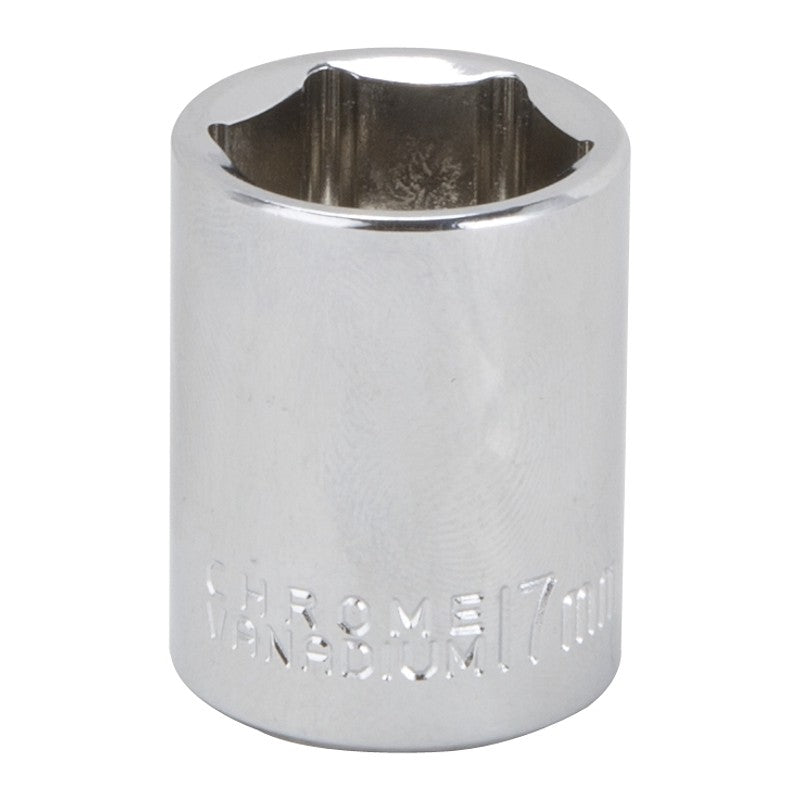 Vulcan MT649925 Drive Socket, 17 mm Socket, 3/8 in Drive, 6-Point, Chrome Vanadium Steel, Chrome