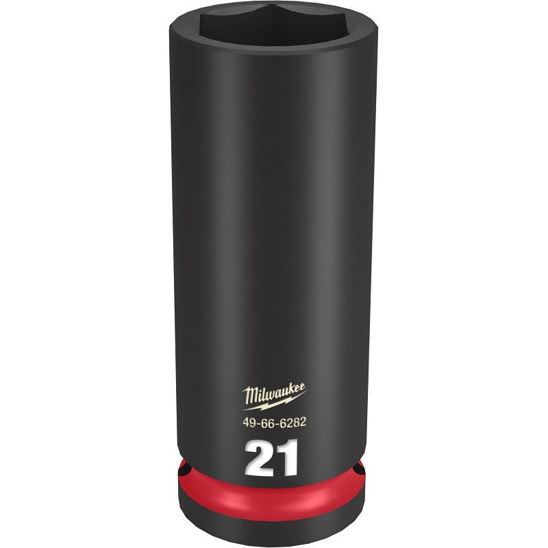 Milwaukee SHOCKWAVE Impact Duty Series 49-66-6282 Deep Impact Socket, 21 mm Socket, 1/2 in Drive, Square Drive, 6-Point