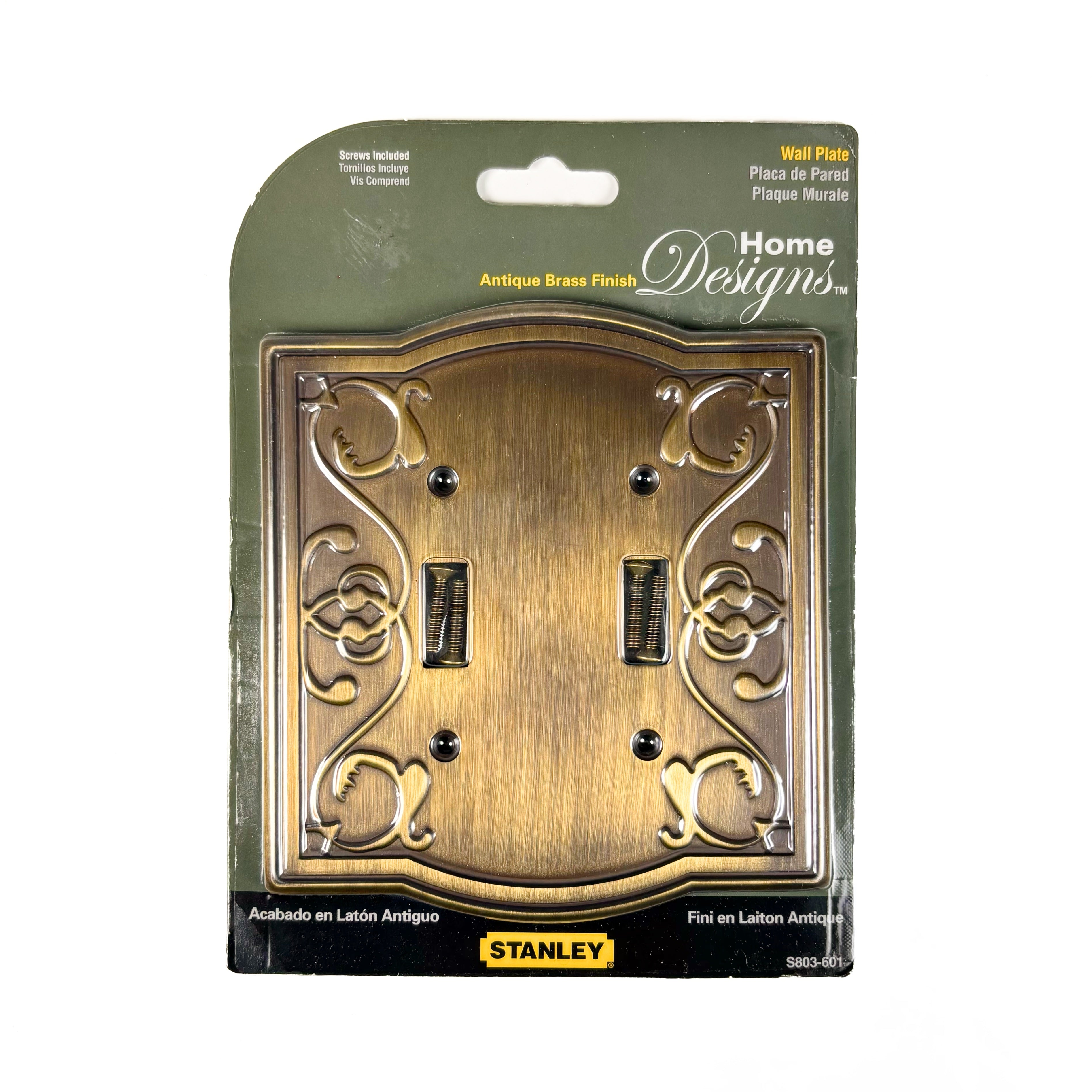 Victoria Double Switch Wall Plate Antique Brass
