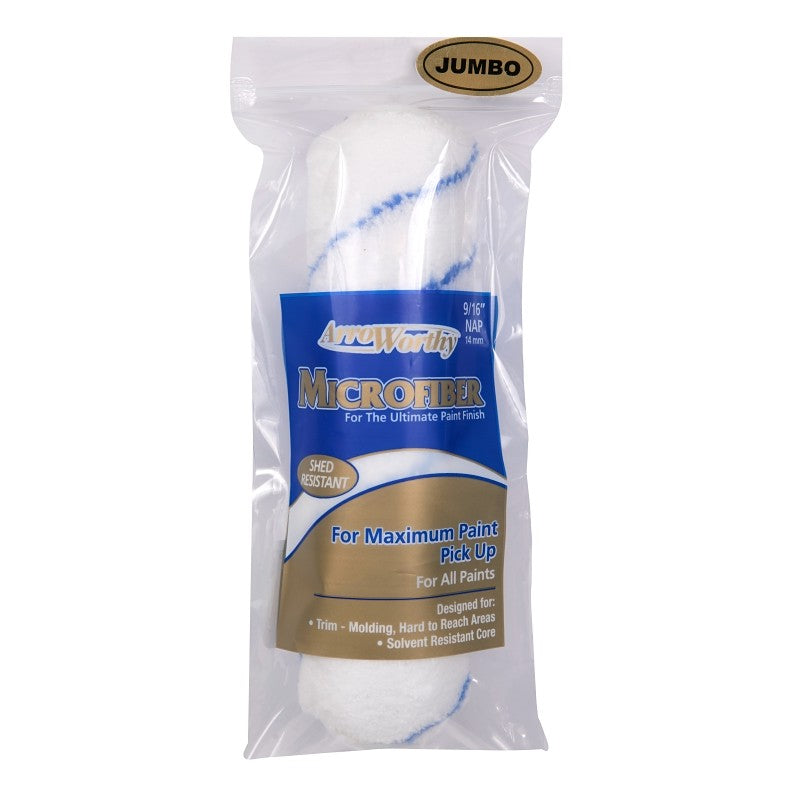 Arroworthy 6.5-MFR4S-J Jumbo Mini Roller Cover, 9/16 in Thick Nap, 6-1/2 in L, Micro-Fiber Cover, Blue/White