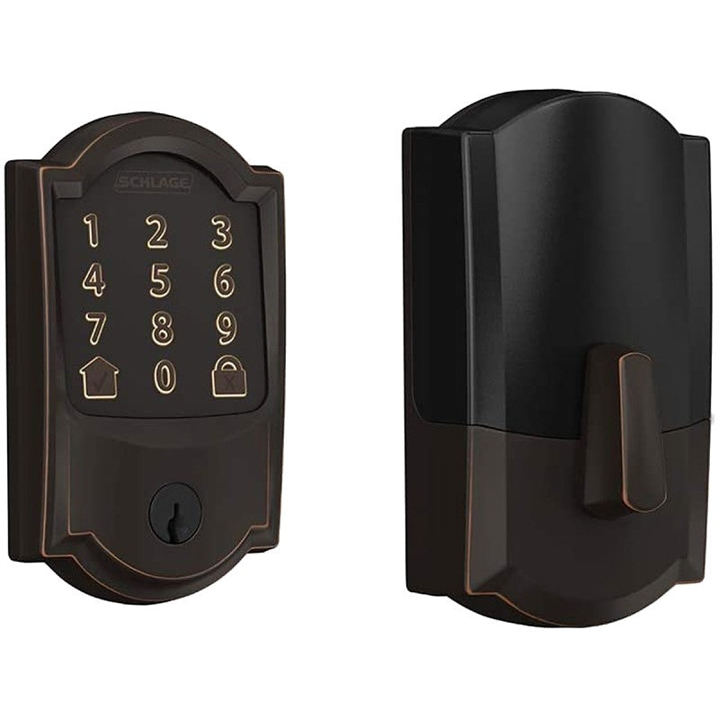 Schlage BE489WBV CAM 716 Electronic Deadbolt, 100 Number of User Codes, 1 in Projection, Aged Bronze, Residential, Metal