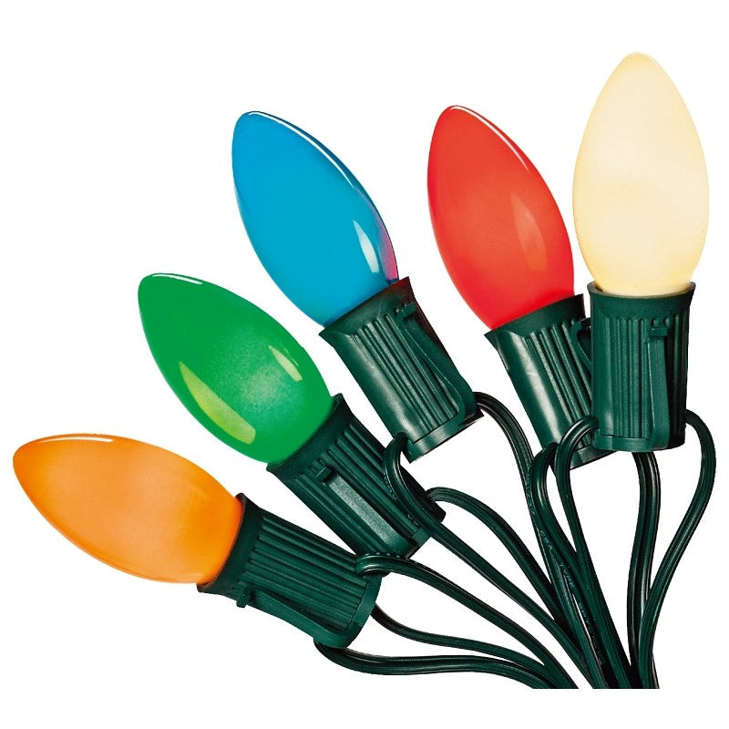 Santas Forest 03220/U00Z142I String Light Set, 125 V, 7 W, 25-Lamp, C9 Lamp, Multi-Color Lamp, 18-1/2 ft L