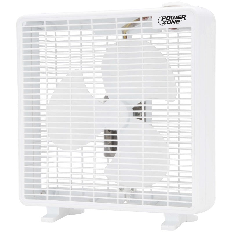PowerZone F-1022 Box Fan, 120 VAC, 10 in Dia Blade, 3-Blade, 3-Speed, White