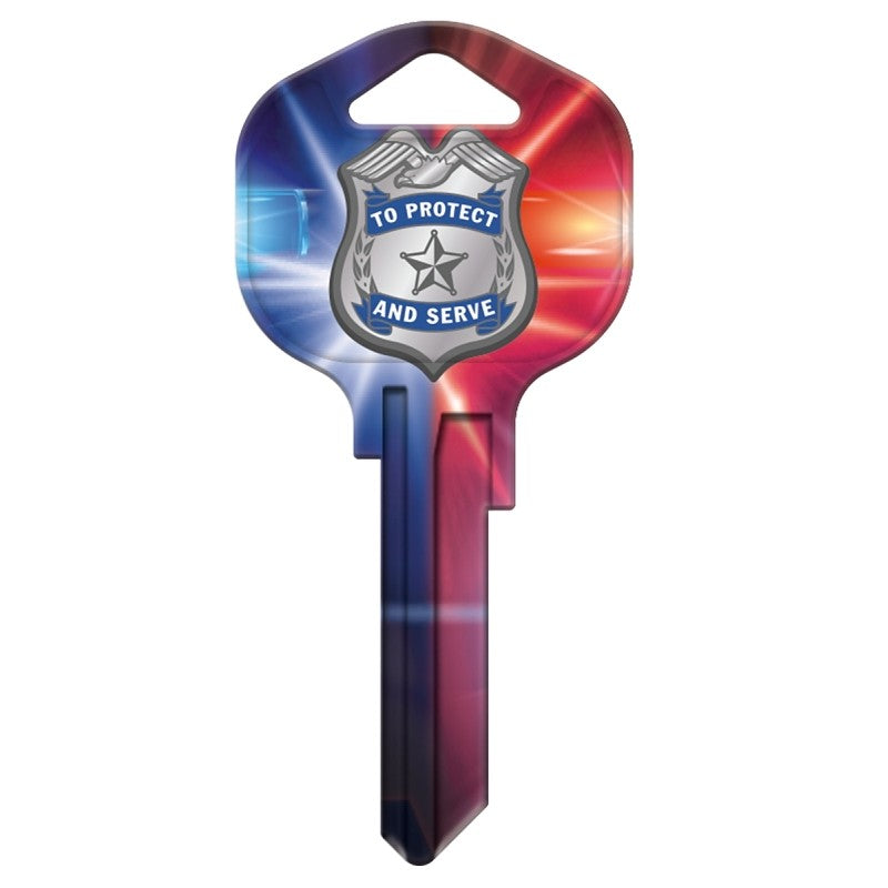 Hy-Ko 15005KW1-POL Key Blank, Police Badge, Brass, Nickel-Plated, For: Kwikset KW1 Keyways, KW1 Key Number (Pack of 5)