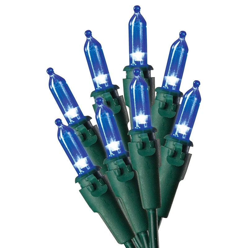 Hometown Holidays U10E406E Light Set, Christmas, 120 V, 4.8 W, 50-Lamp, LED Lamp, Blue Lamp, 13.58 ft L