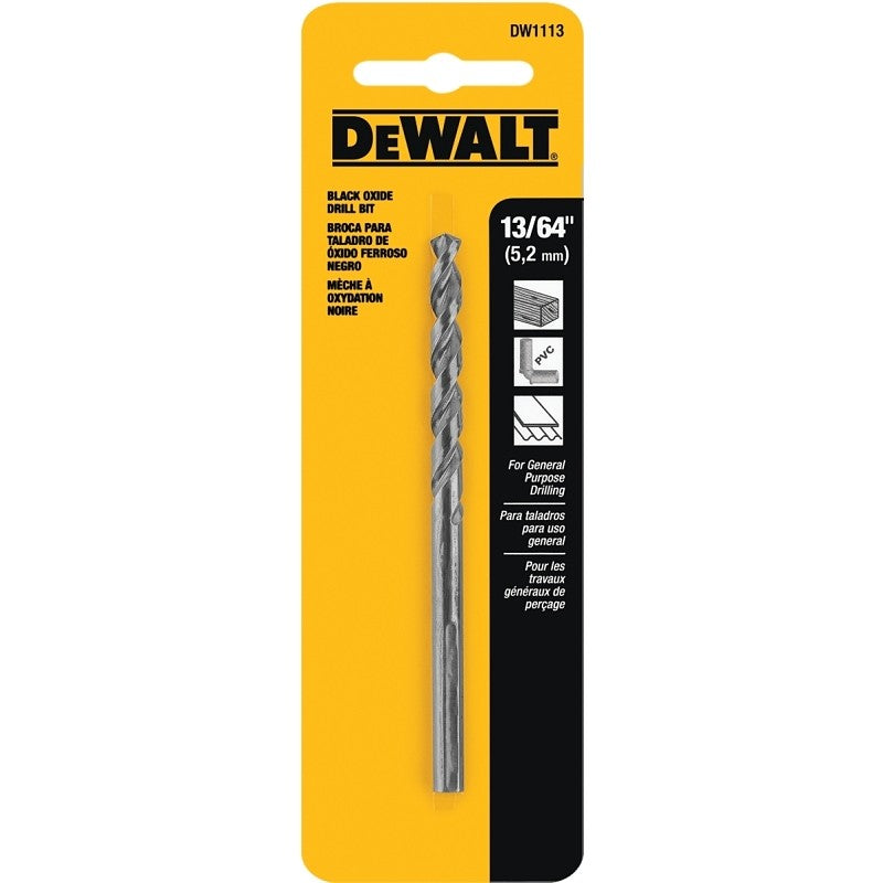 DEWALT DW1113 Jobber Drill Bit, 13/64 in Dia, 3-5/8 in OAL, Parabolic Flute, 13/64 in Dia Shank, Round Shank (Pack of 5)