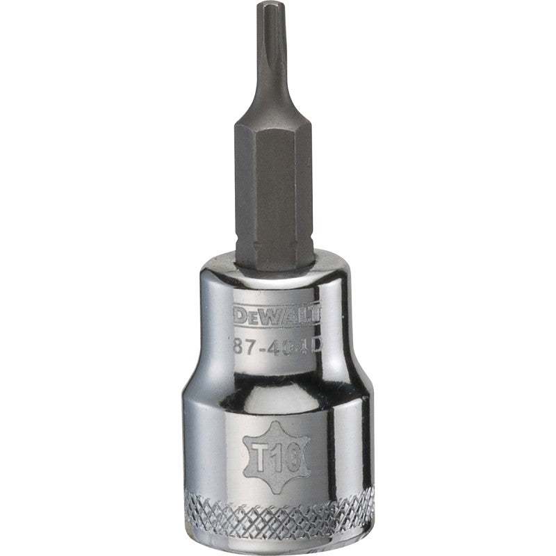DEWALT DWMT87404OSP Torx Bit Socket, T10 Tip, 3/8 in Drive, Polished Chrome Vanadium