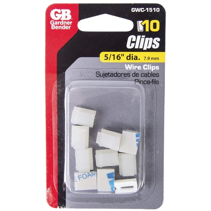 Gardner Bender GWC-1510 Wire Clip, Poly, White, Stick-On Mounting