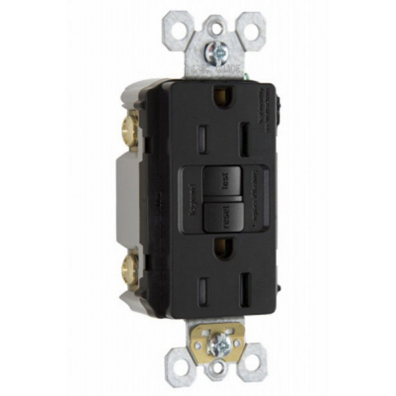 Legrand radiant 1597TRCCD4 GFCI Outlet, 125 VAC, 15 A, NEMA: NEMA 5-15R, Back Wiring, Brown