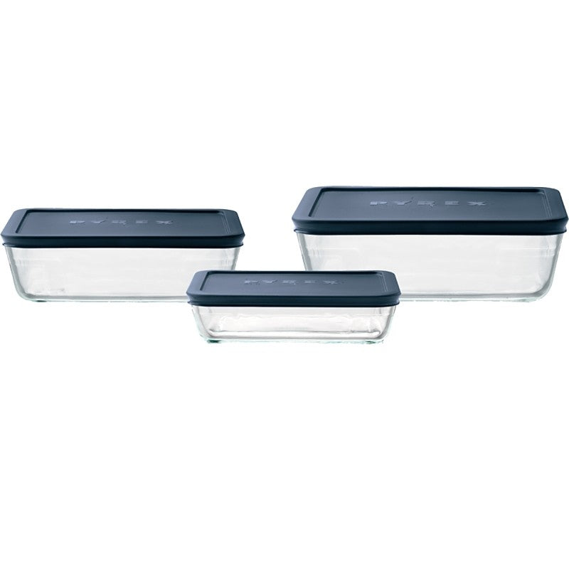 Pyrex 6004023 Series Food Storage Container Set, Dark Blue, Glass/Plastic, Blue (Pack of 2)