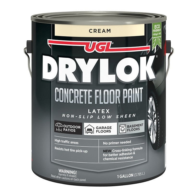 Drylok 43613 Floor Paint, Latex, Flat, Cream, 1 gal, 300 to 400 sq-ft Coverage Area (Pack of 2)
