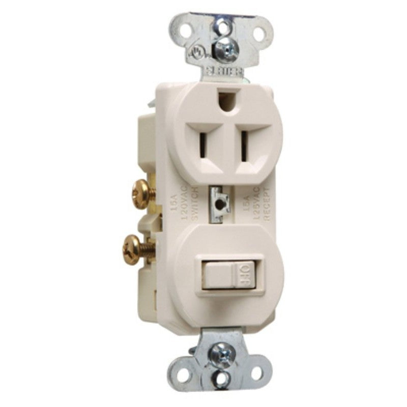Legrand 691LACC6 Combination Switch/Receptacle, 1 -Pole, 15 A, 120/125 V, NEMA: NEMA 5-15R, Light Almond