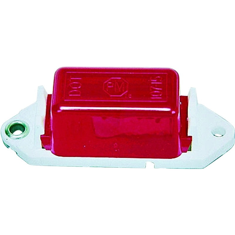 PM V107WR Marker Light, Rectangular, 3.18 in W, 1 in H, 12 V, Incandescent Lamp, Red Lens, Screw