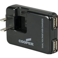 Charger Plug-In Dual Usb Black 1 Amp 5 Volt