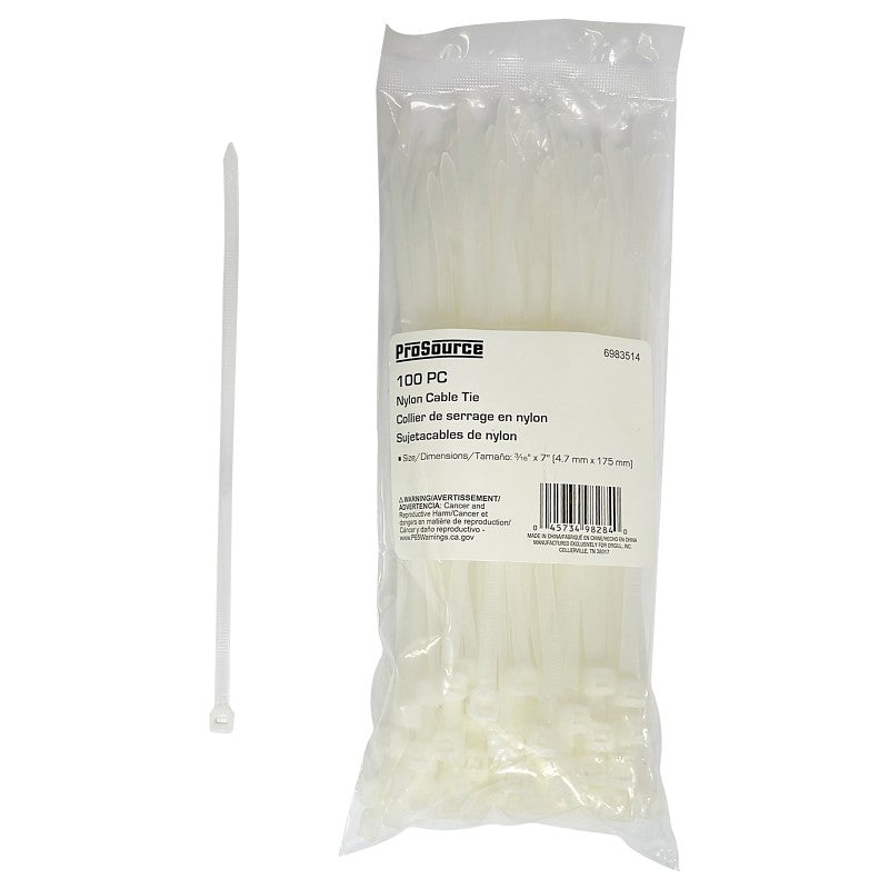 ProSource RAT9/3111D3L Cable Tie, 42 mm Max Bundle Dia, Self-Lock Locking, Nylon, Clear