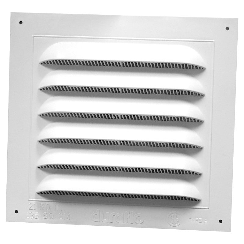 Duraflo 620808 Gable Vent, 10.12 in L, 10.855 in W, Polypropylene, White