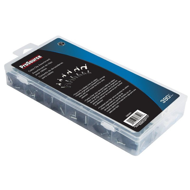 ProSource 60280 Cable Clip Assortment, Polyethylene/Steel, Black/White