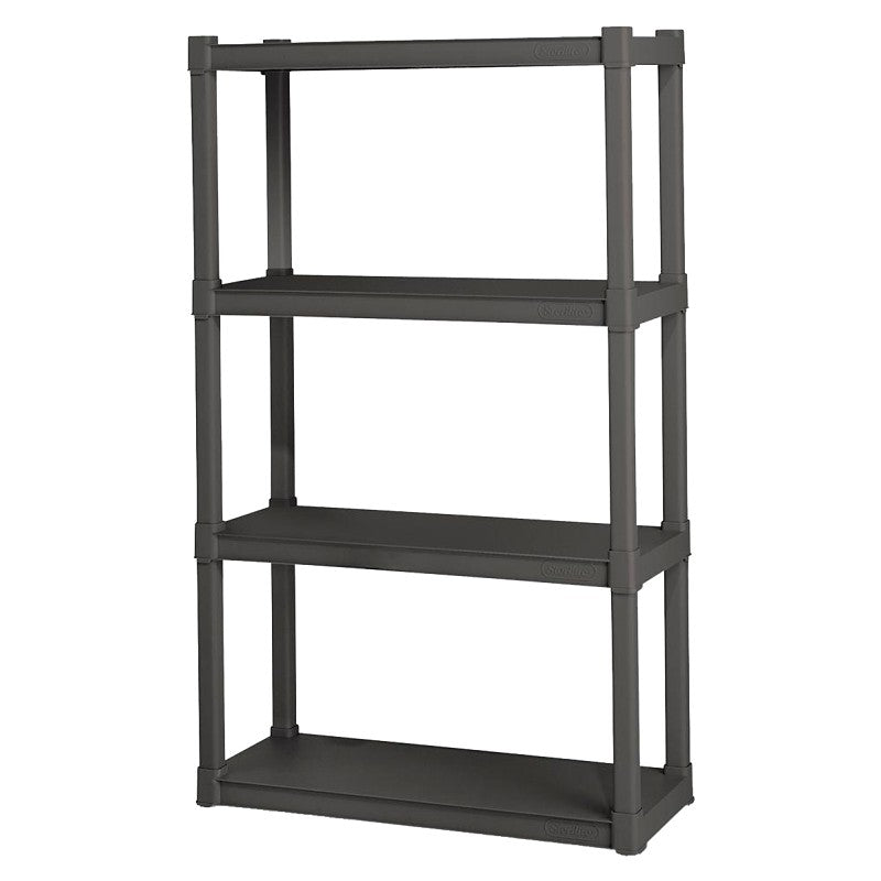 Sterilite 01643V01 Shelving Unit, 34-1/2 in OAW, 14-3/8 in OAD, 57 in OAH, 4-Shelf, Plastic, Gray