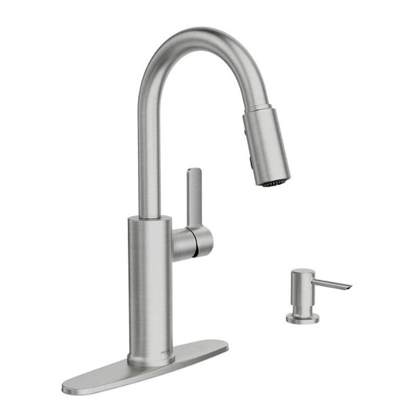 Moen Durani 87070 Series 87070SRS Pull-Down Kitchen Faucet, 1.5 gpm, 1-Handle, 1, 2, 3, 4-Faucet Hole, Metal