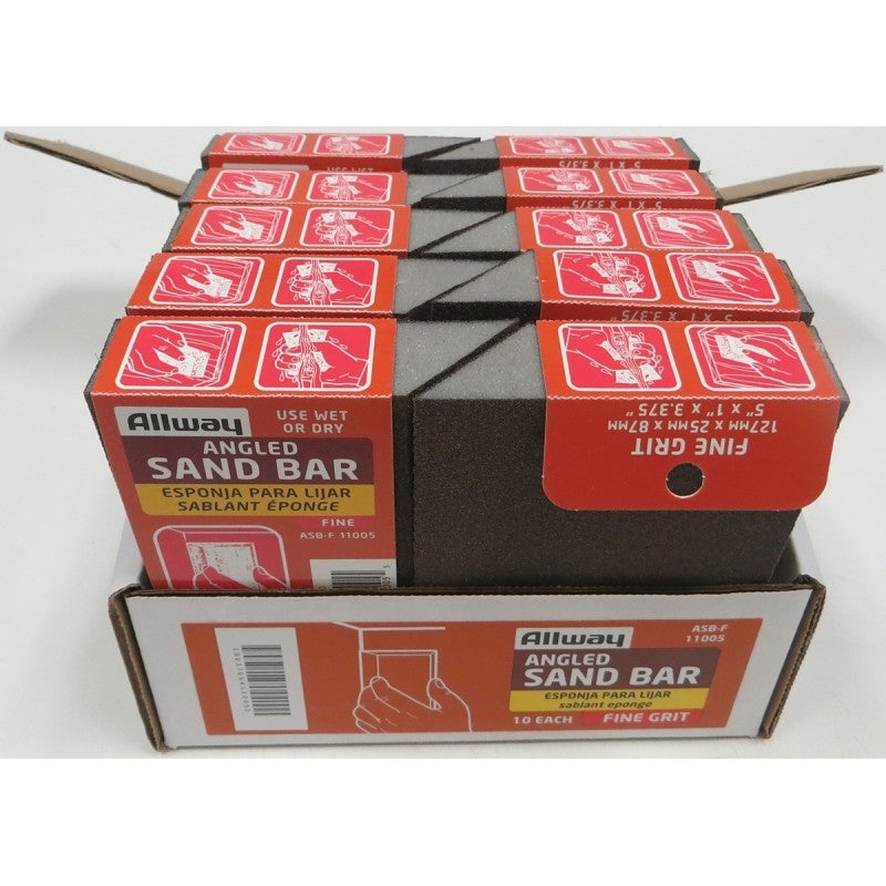 ALLWAY ASB-F Sand Bar, 5 in L, 3-1/2 in W, Fine, Aluminum Oxide Abrasive (Pack of 10)