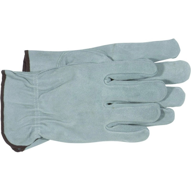 Boss 4065J Gloves, Driver, XL, Keystone Thumb, Open, Shirred Elastic Back Cuff, Cowhide Leather, Gray