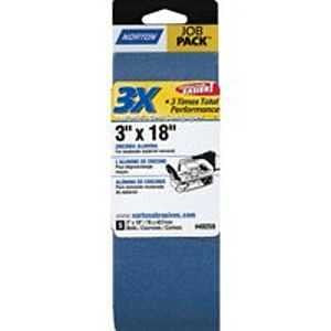 Norton 49259 Sanding Belt, 3 in W, 18 in L, Zirconia Aluminum Abrasive, 50 Grit, Coarse