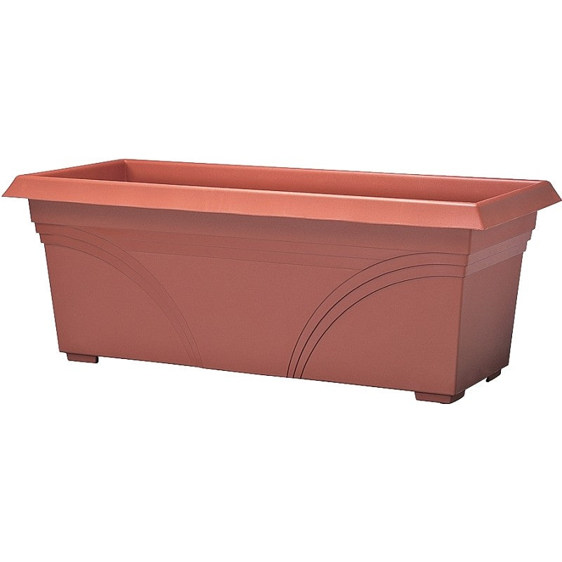 Southern Patio DP2710TC Deck Planter, 10 in H, 26-3/4 in W, 26-3/4 in D, Rectangular, Plastic, Terracotta