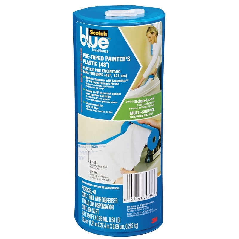 ScotchBlue PTD2093EL-48 Painter's Tape, 0.35 mil Thick, 30 yd L, 48 in W, Crepe Paper Backing, Blue