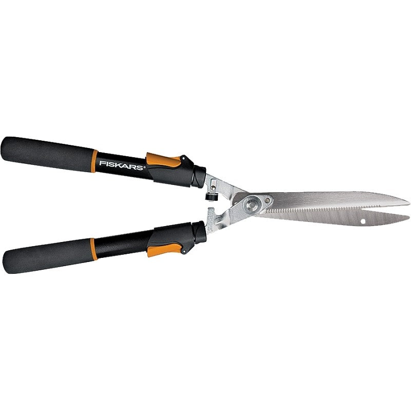 Fiskars 91696935 Hedge Shear, Serrated Blade, 10 in L Blade, Steel Blade, Steel Handle, Telescopic Handle
