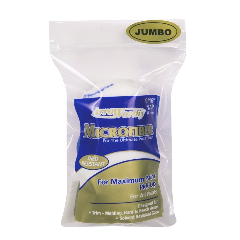 Arroworthy 4-MFR4S-J Jumbo Mini Roller Cover, 9/16 in Thick Nap, 4 in L, Micro-Fiber Cover, White