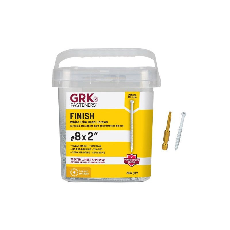 GRK Fasteners FIN/Trim 16828 Screw, #8 Thread, 2 in L, Trim Head, Star Drive, Steel, 605 PAIL