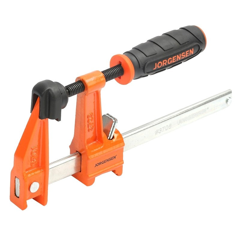 Jorgensen 3706 Bar Clamp, 600 lb, 6 in Max Opening Size, 2-1/2 in D Throat, HCS Body