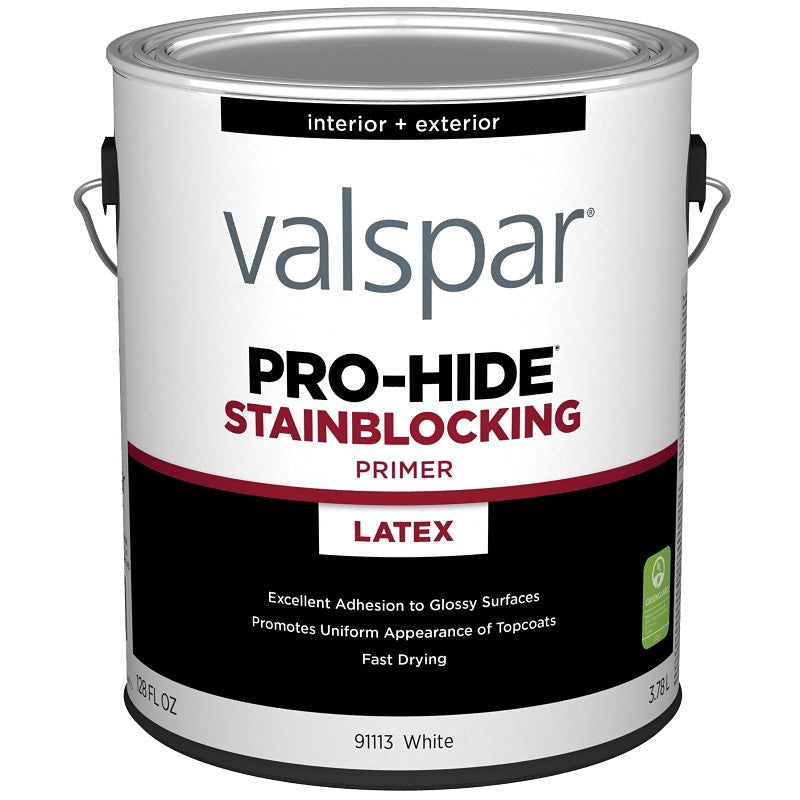 Valspar Pro-Hide 91113 028.0091113.007 Stainblocking Primer, White, 1 gal, Metal Pail (Pack of 4)