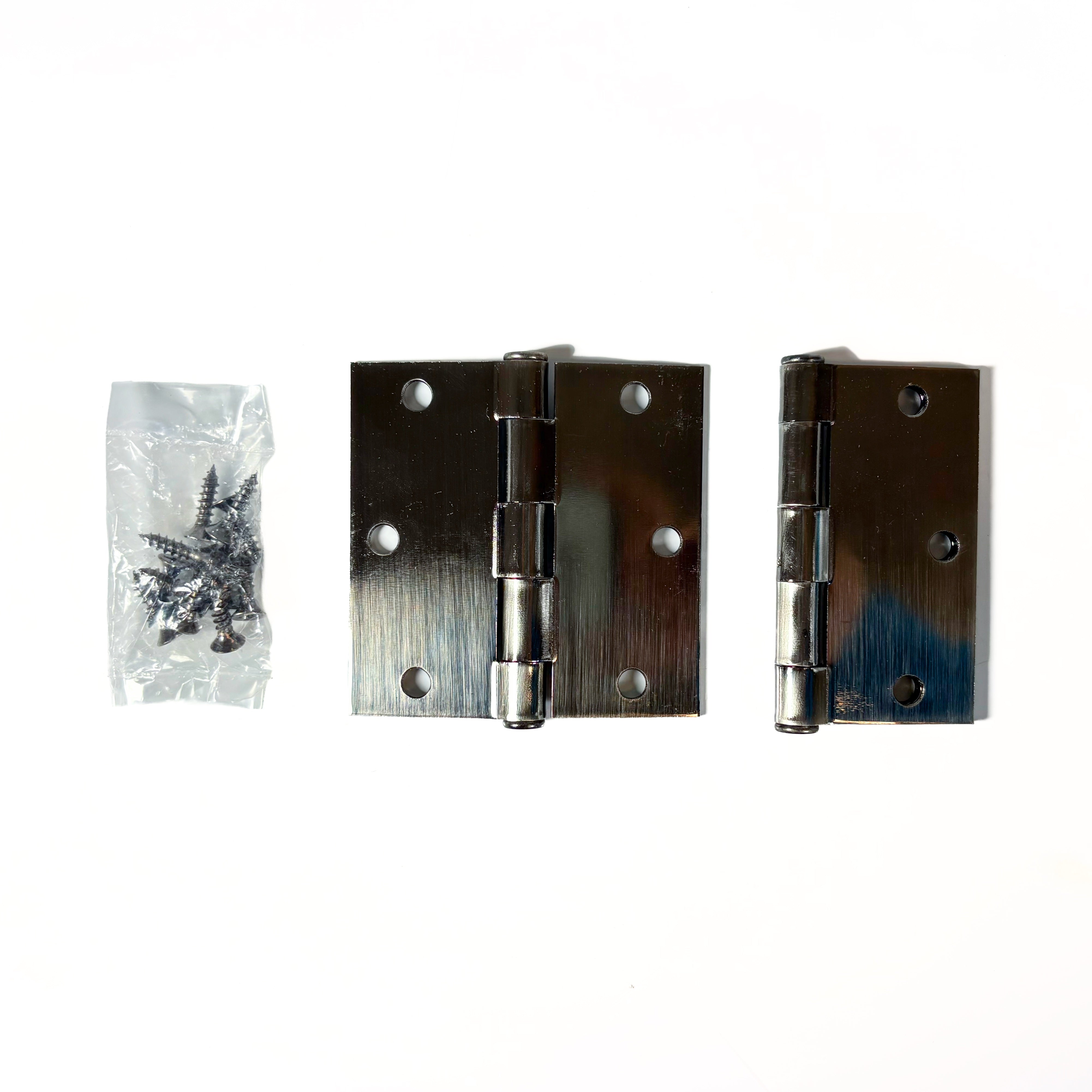 Door Hinges 3-1/2 Inch Square Corner Pewter 2 Pack