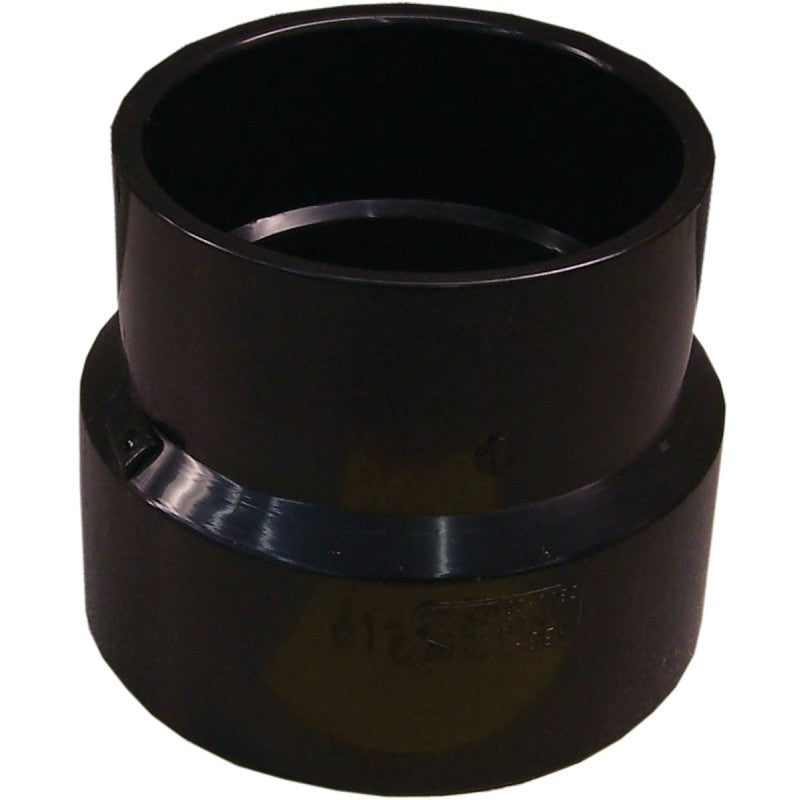 Canplas 103036BC Sewer Pipe Adapter Coupling, 4 x 3 in, Hub, ABS, Black, 40 Schedule