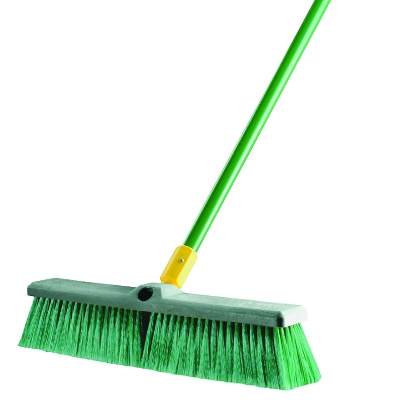 Quickie Bulldozer 00528 Push Broom, 18 in Block, Polypropylene Bristle, Steel Handle, 60 in Handle